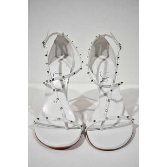 Christian Louboutin Riojana Spikes 100 White Ankle Strappy Sandal Heel Pump 41.5 - Picture 5 of 12